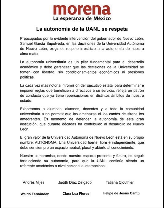 DOBLE MORAL: ¡AHORA SÍ LES DIO POR DEFENDER A LA UANL!