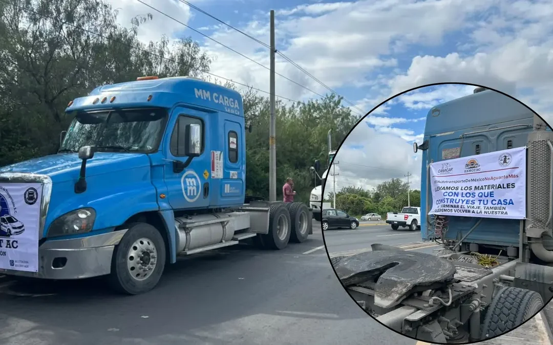 Transportistas piden mayor seguridad durante protesta en la Carretera Monterrey-Laredo