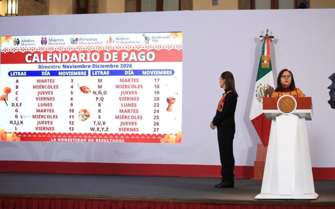 Pensiones Bienestar: estas son las fechas de pago para noviembre de 2026